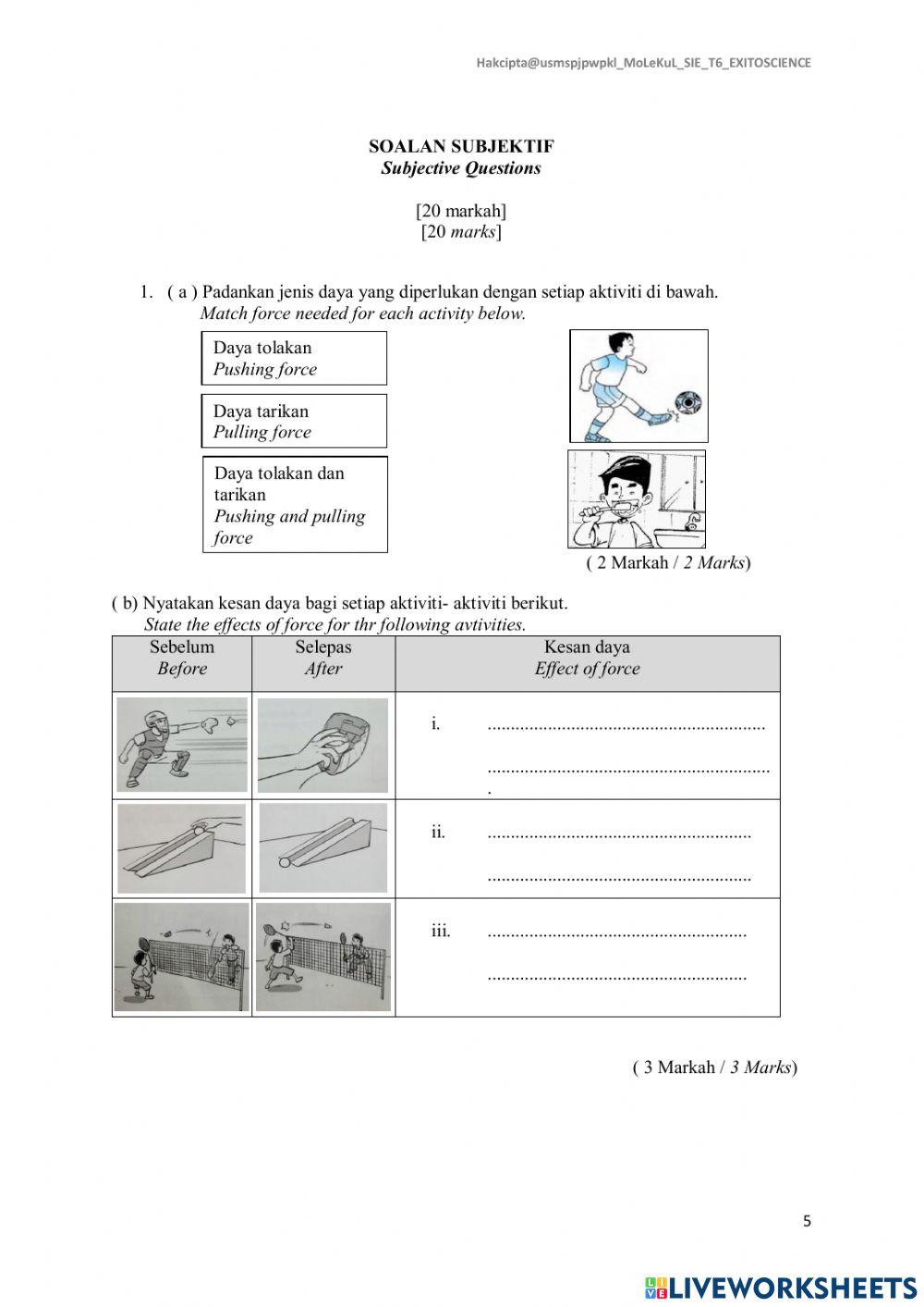 Sie sains fizikal tahun 6
