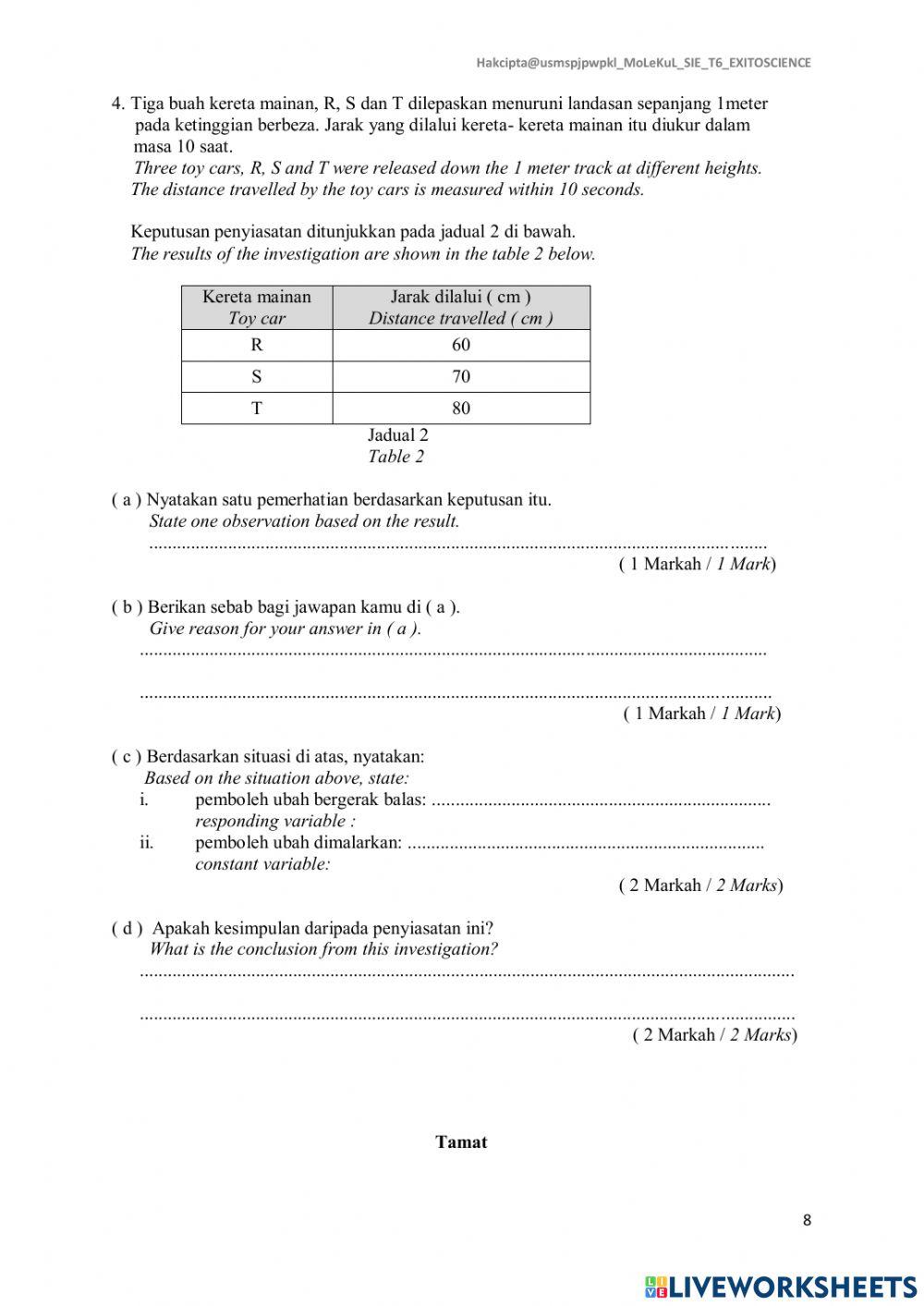 Sie sains fizikal tahun 6