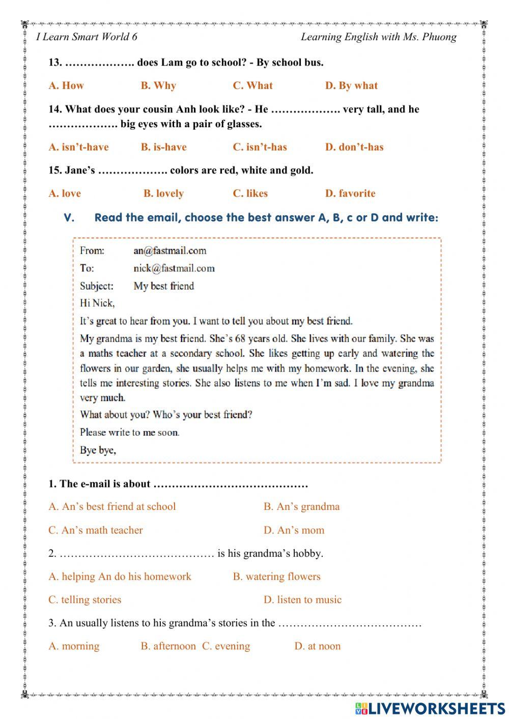 English 6 - Review 1