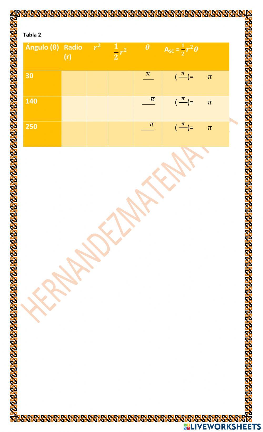 TRIG 1.E.1.b Medidas en el círculo: Área del sector circular