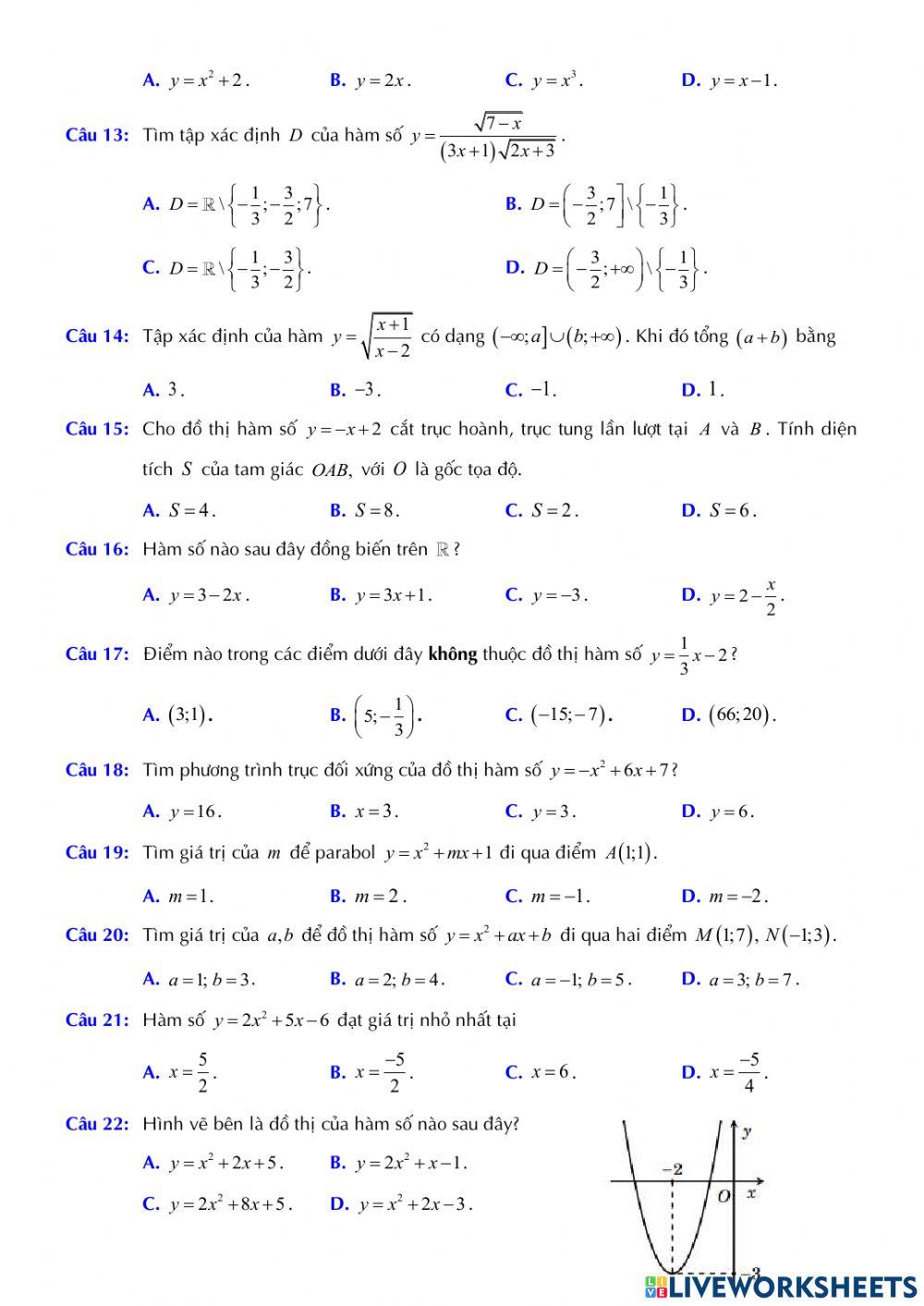 Toán 10 - Kiểm tra GK1 - Đề số 04