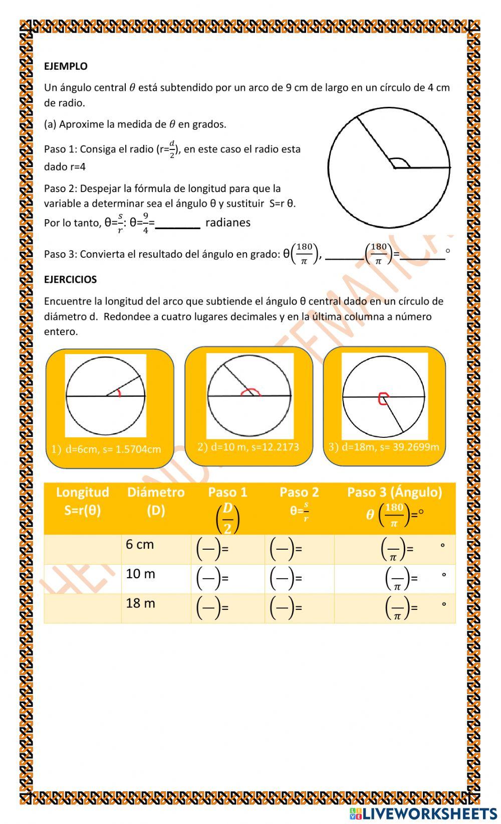 TRIG 1.E.1.c Medidas en el círculo: Ángulo central