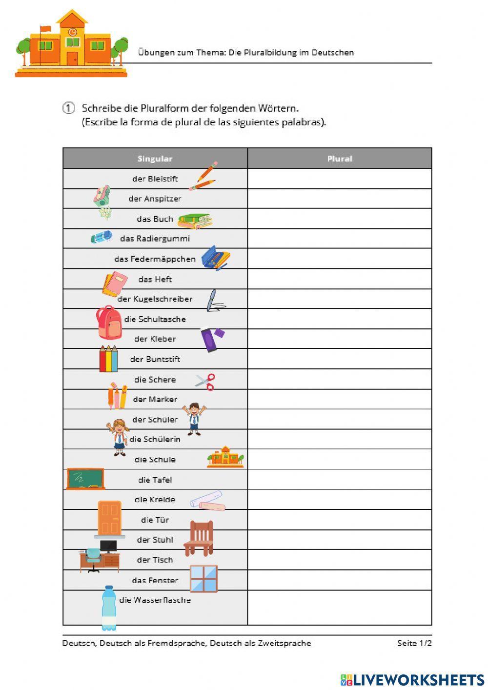 Singular- und Pluralform im Deutschen