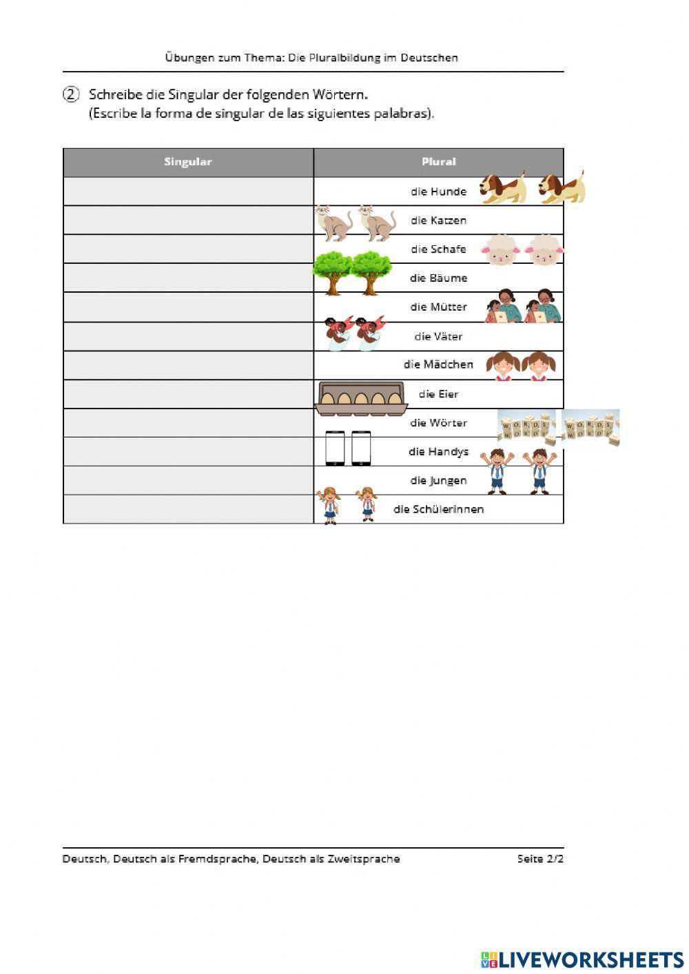 Singular- und Pluralform im Deutschen
