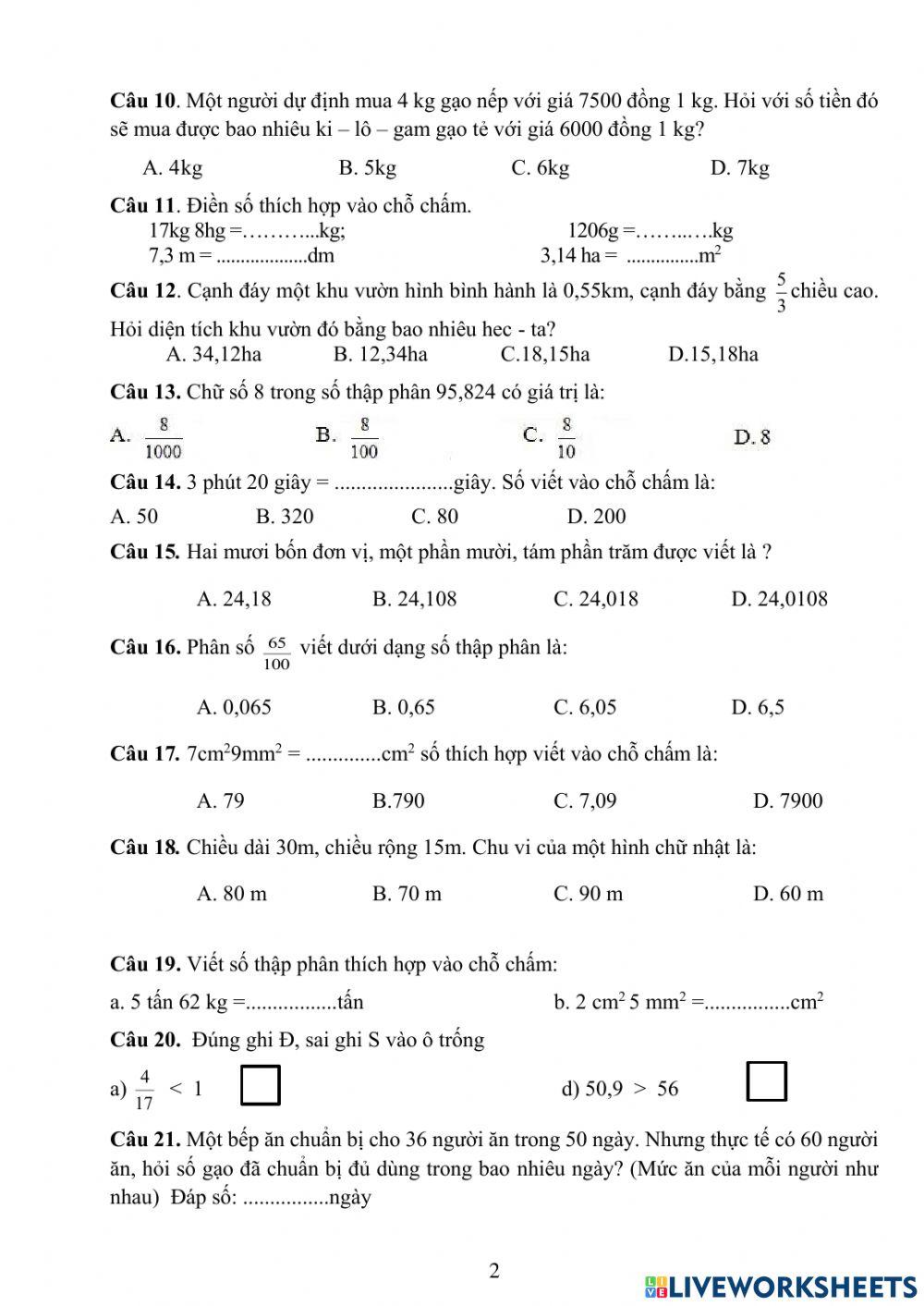 KT Toán giữa kì 1 - Đề 4