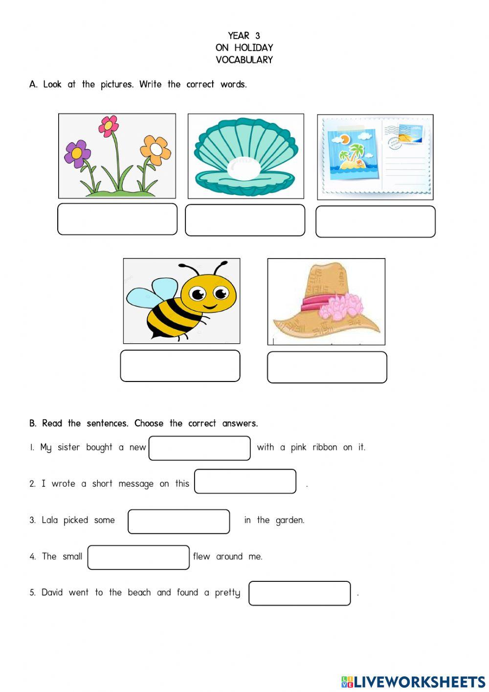 On Holiday Vocabulary