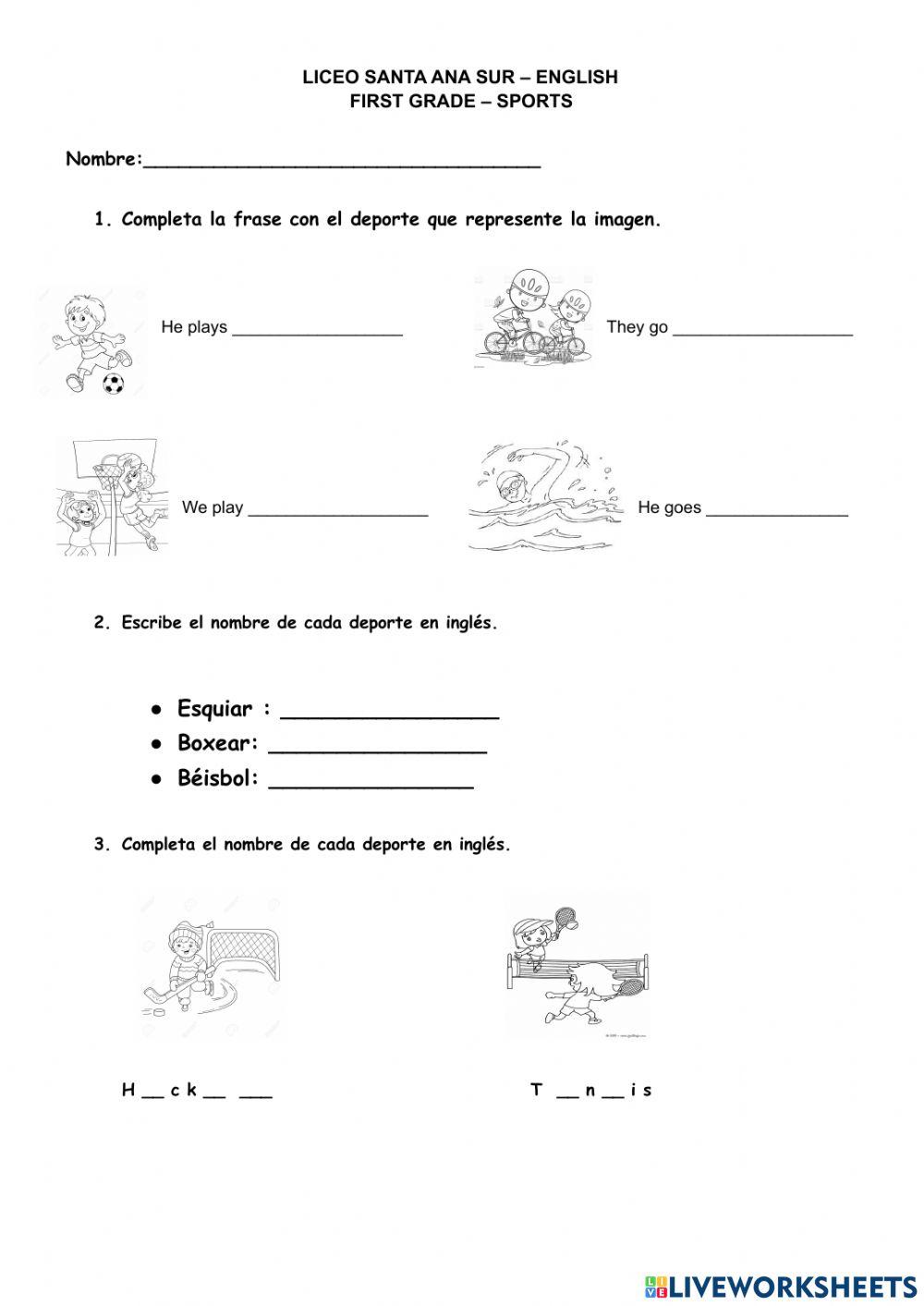 Evaluacion de ingles deportes