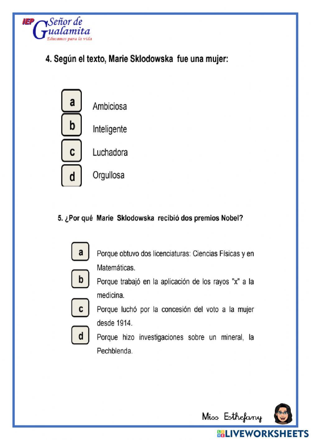 Lectura primera mujer nobel y pachamama