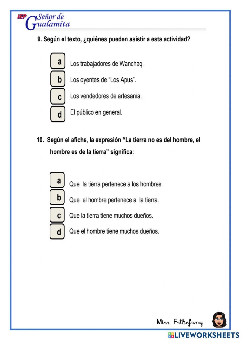 Lectura primera mujer nobel y pachamama