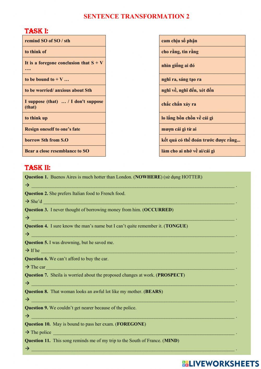 Sentence Trasformation