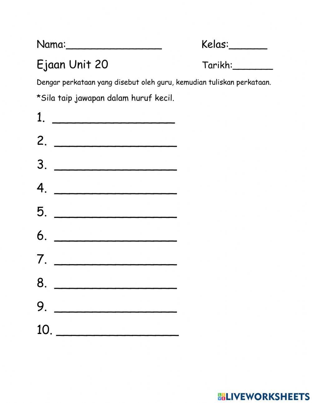 Ejaan Unit 20 Malaysia Indah