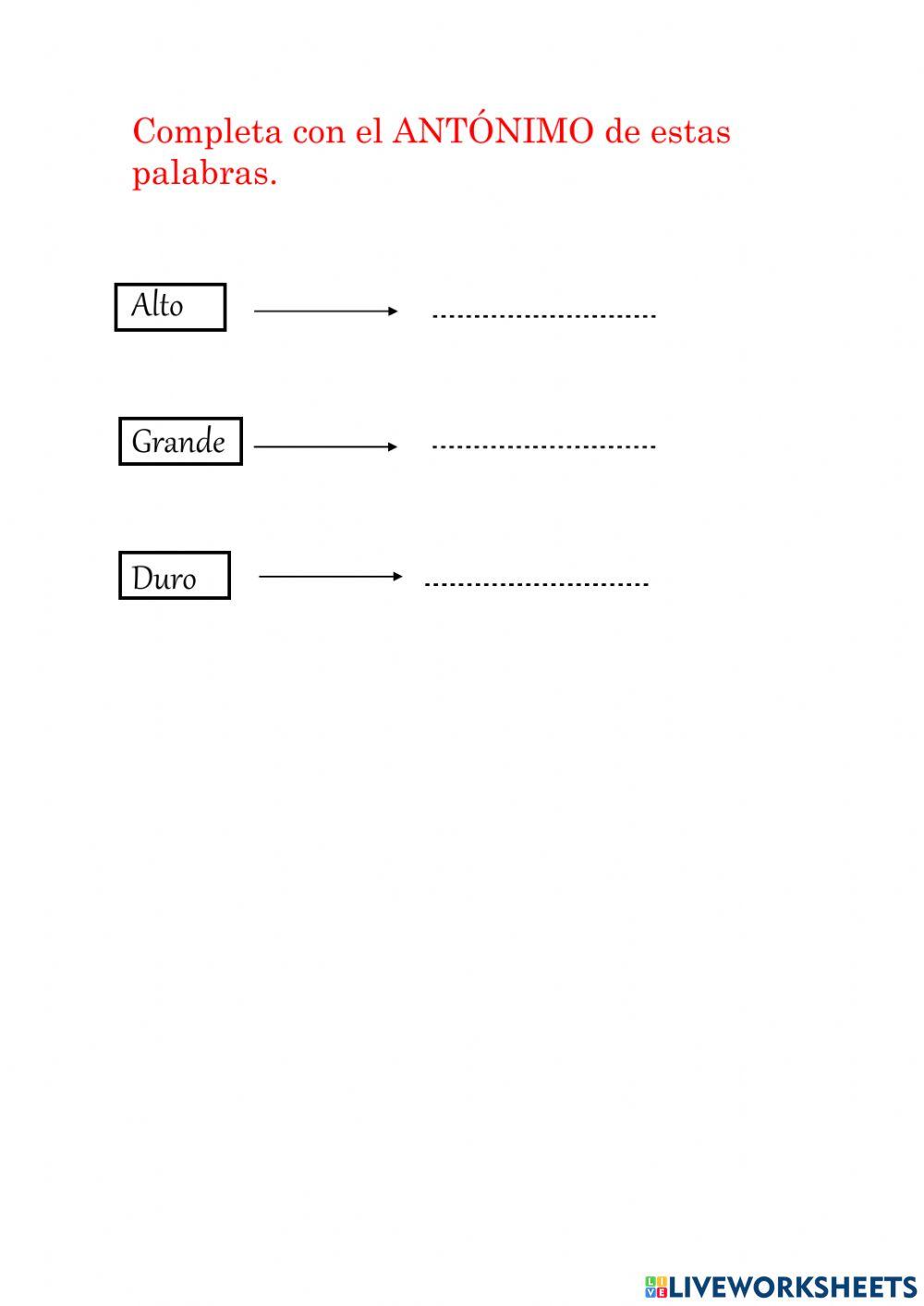 Palabras Antónimas