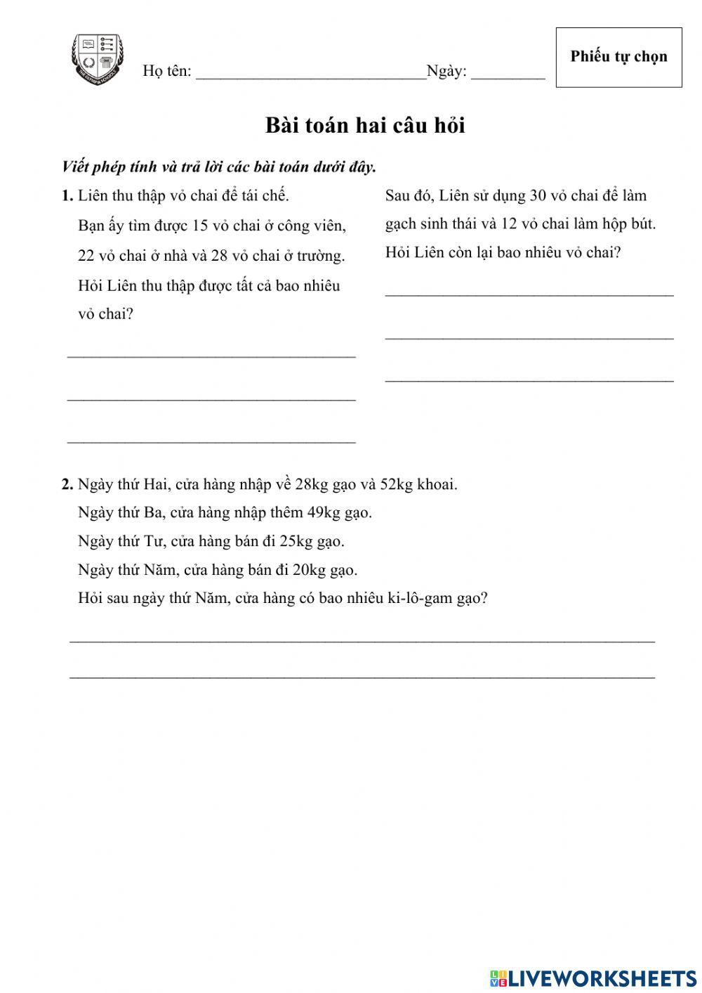 Bài toán hai câu hỏi