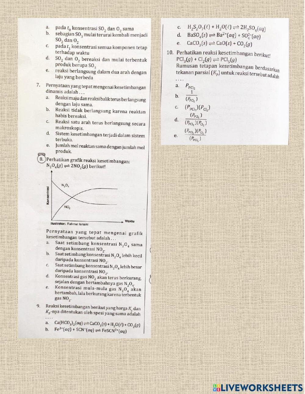 Latihan soal kesetimbangan kimia 1