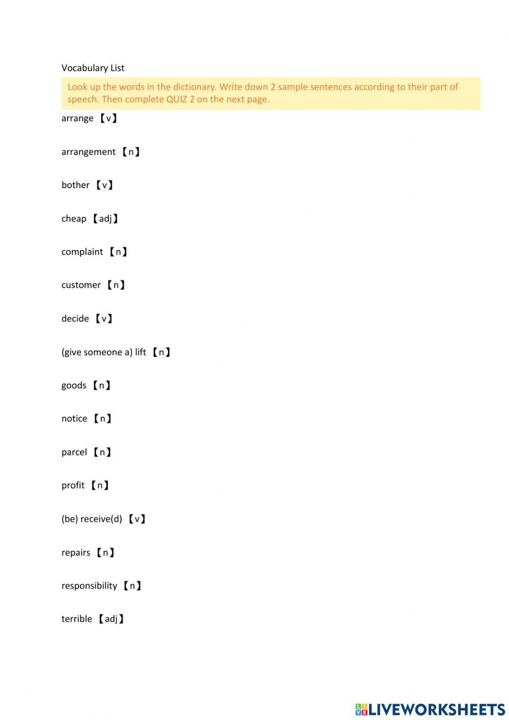 Weekly Practice Listening and Vocabulary