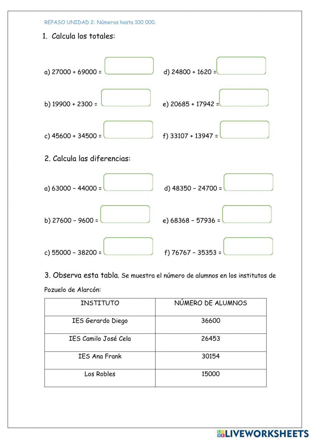 Números hasta 100000