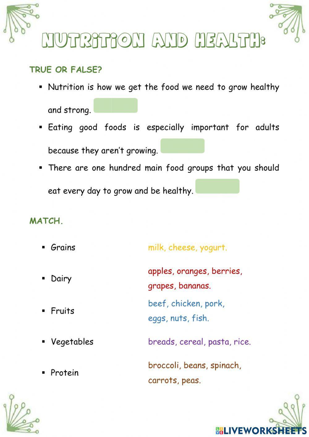Nutrition and health.
