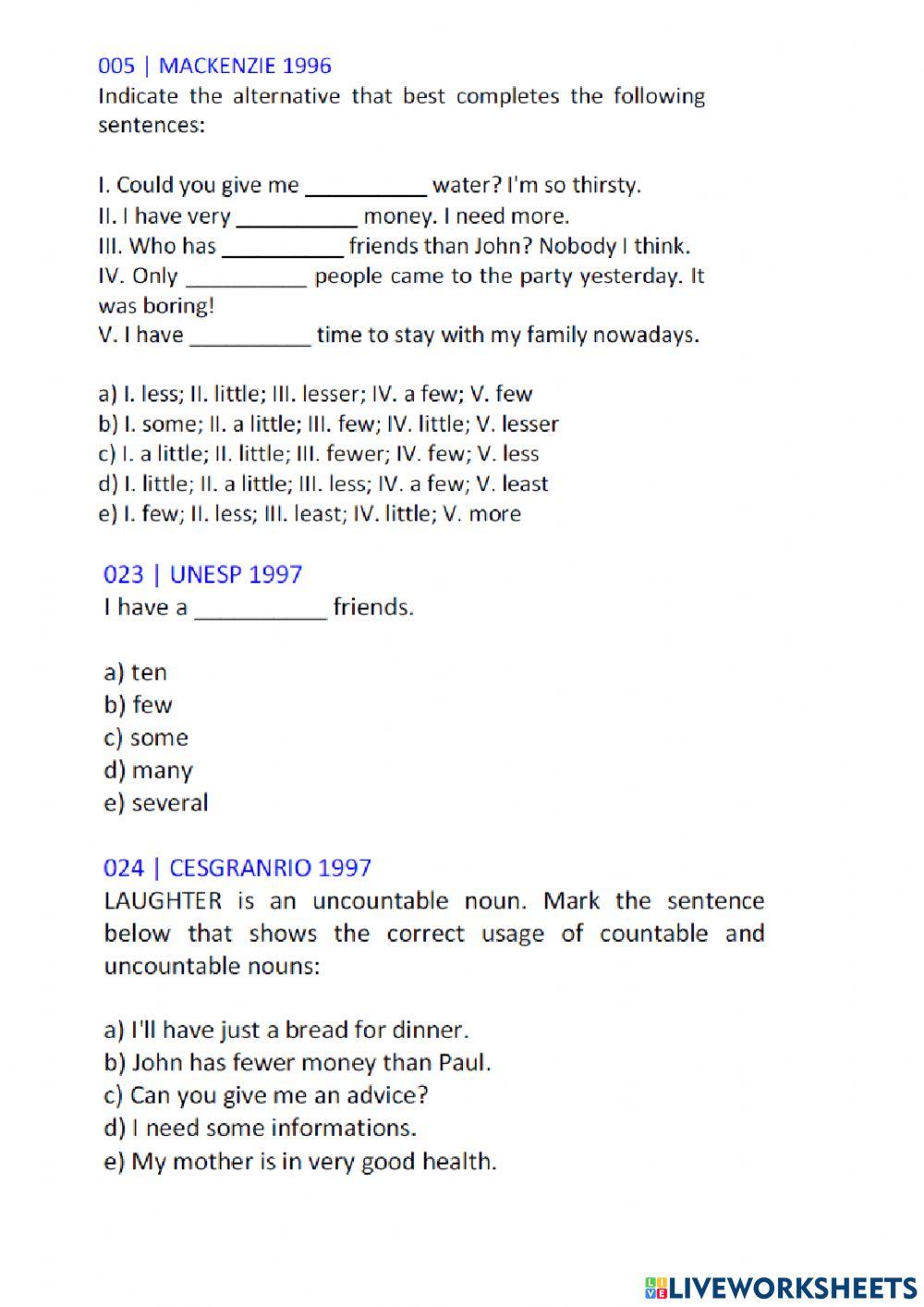 Terceirão - Quantifiers