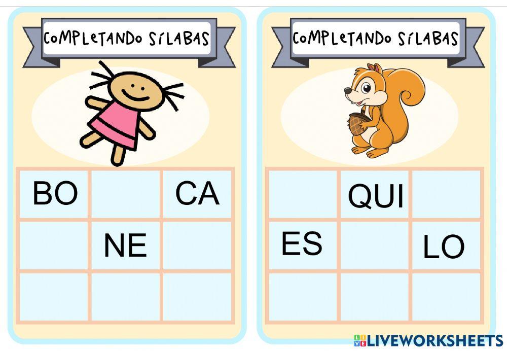 Complete as silabas