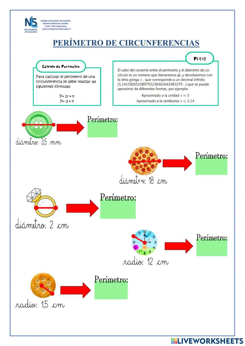 Perímetro de circunferencias
