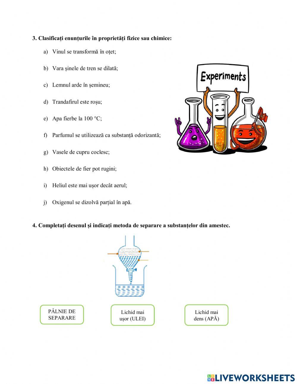 RECAPITULARE substanțe și amestecuri