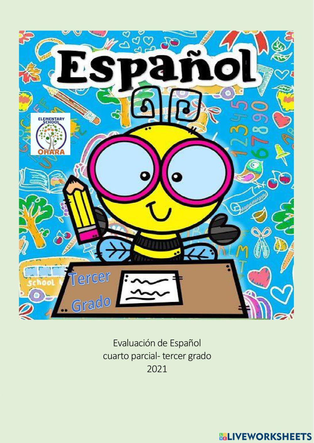 Evaluación español 3r. grado