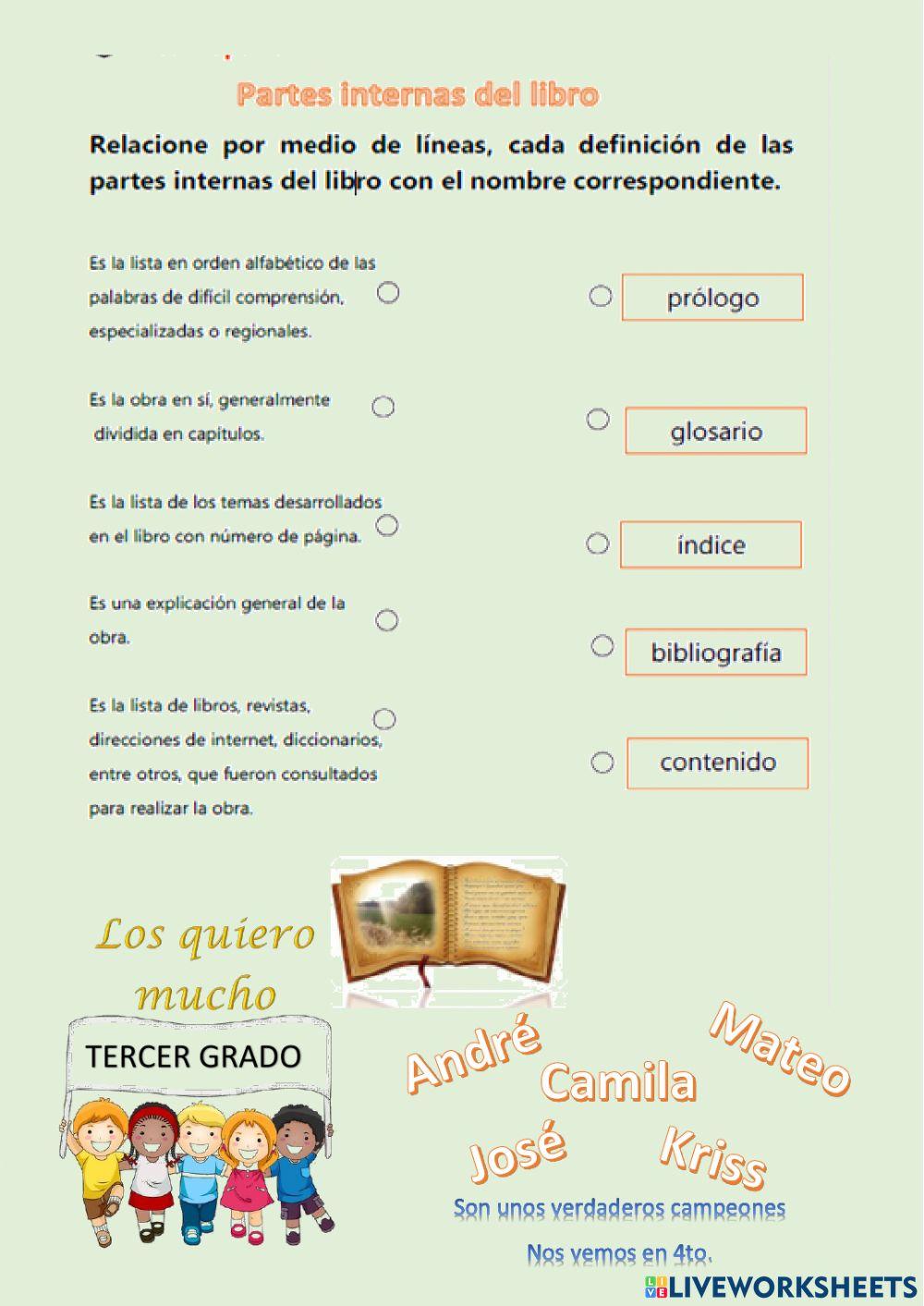 Evaluación español 3r. grado