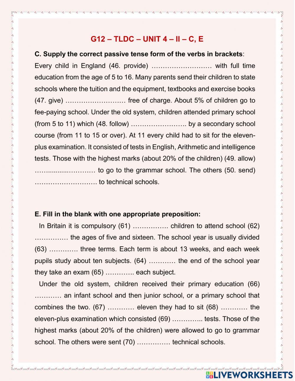 G12 - tldc - unit 4 - ii - c, e