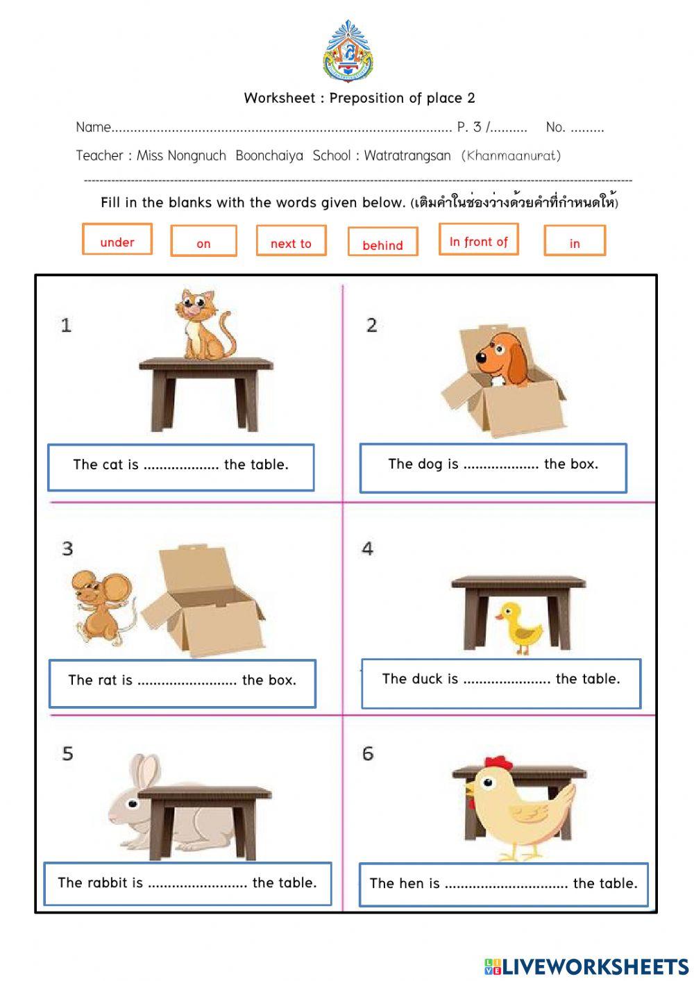 Preposition of place