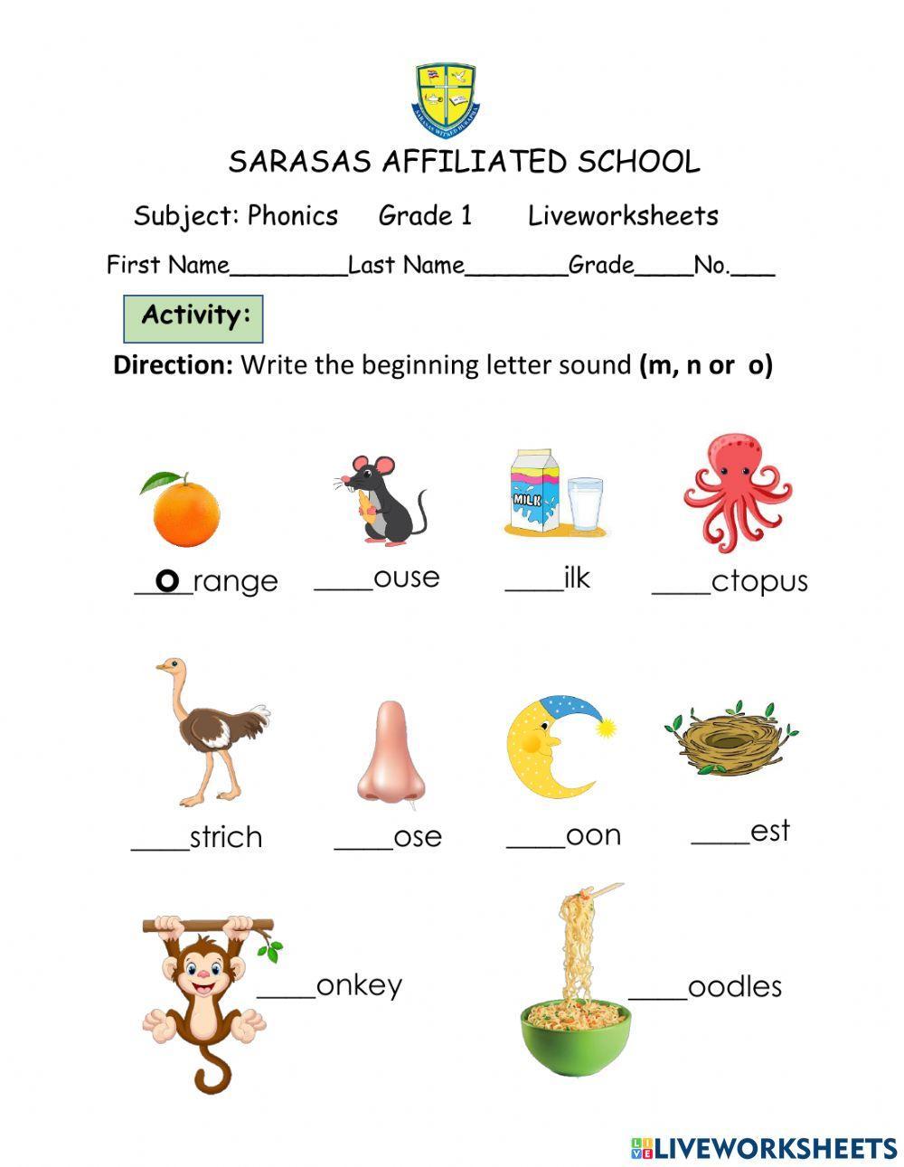Week 2 Phonics activity