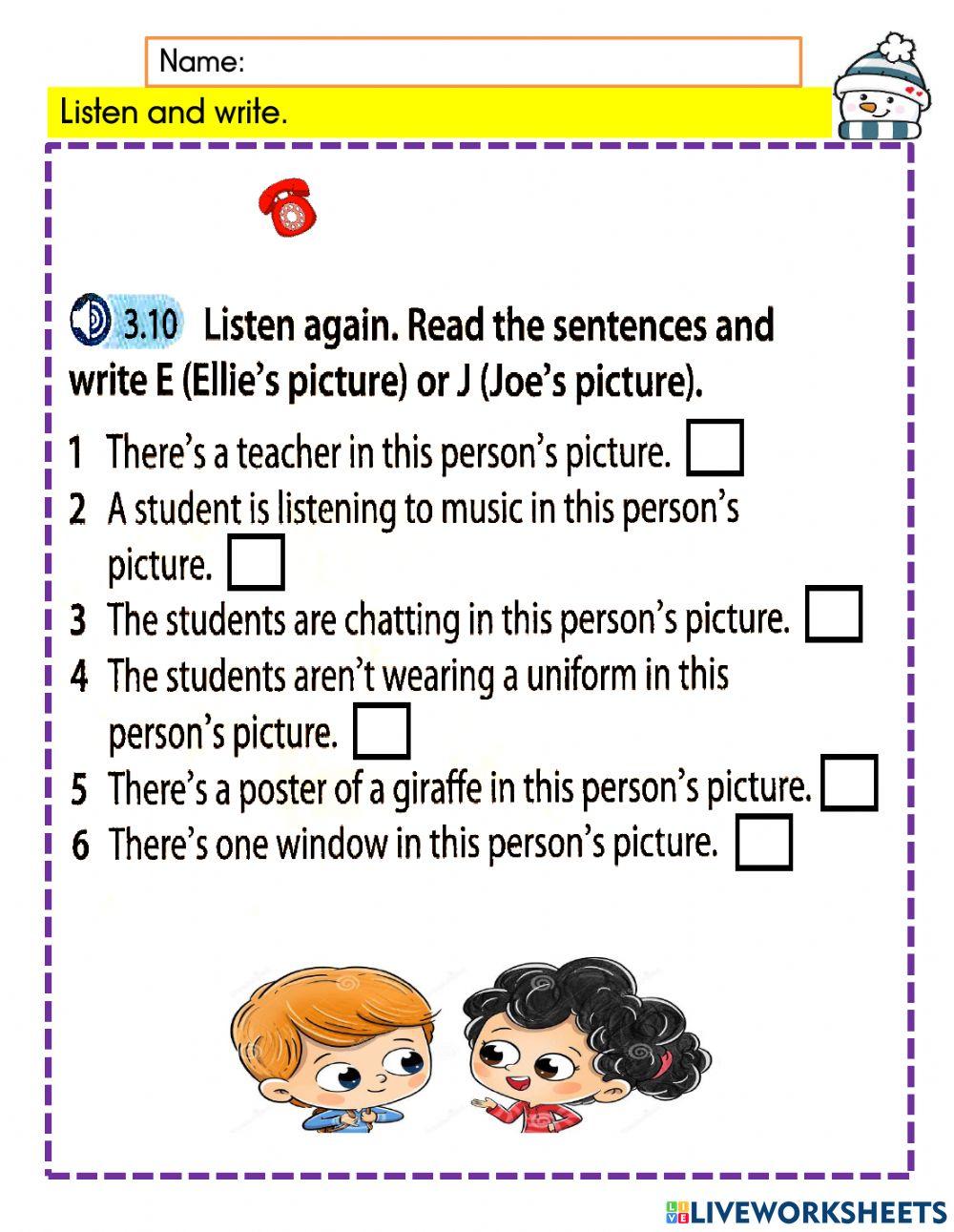 English Plus 1 (Extra listening &speaking) pg 95- Exercise 3