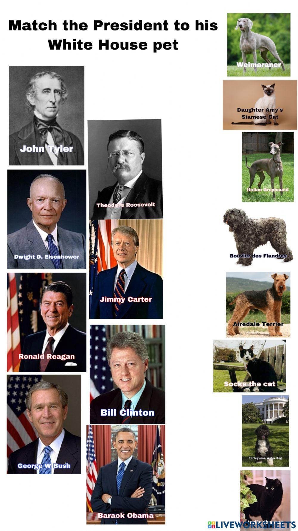 Match the President to his pet