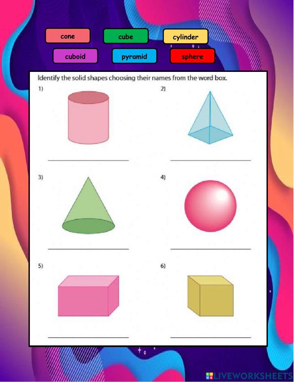 3D SHAPES AND PROPERTIES online exercise for Live Worksheets