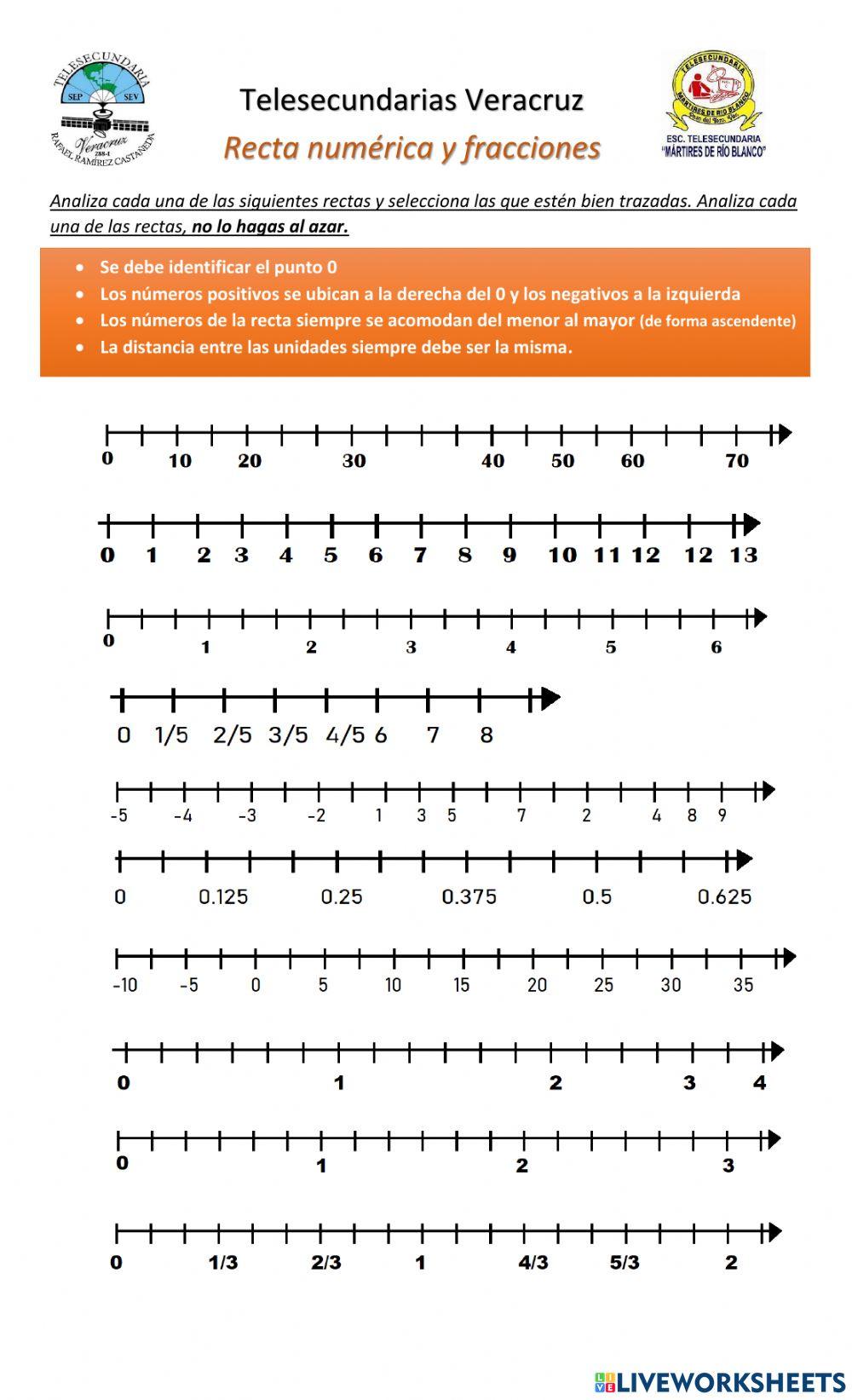 Más números en la recta