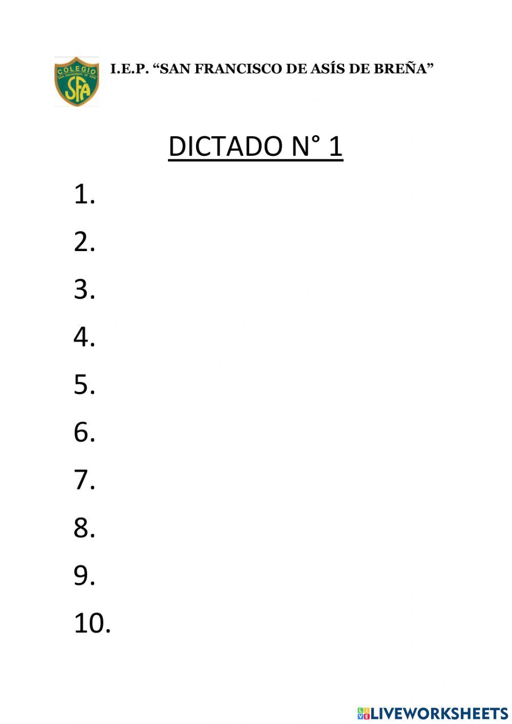 Dictado de palabras con Z