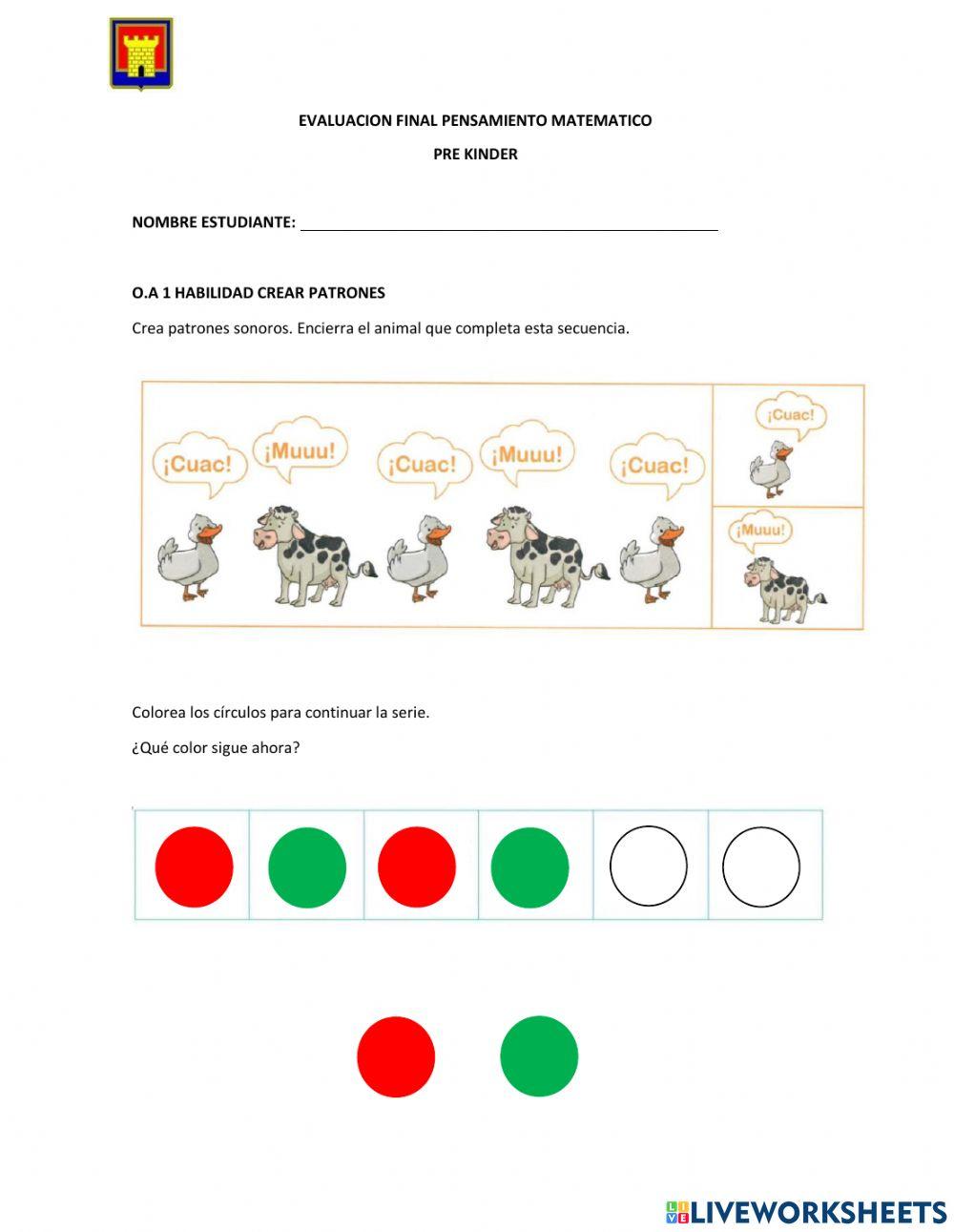 Evaluacion Pensamiento Matematico