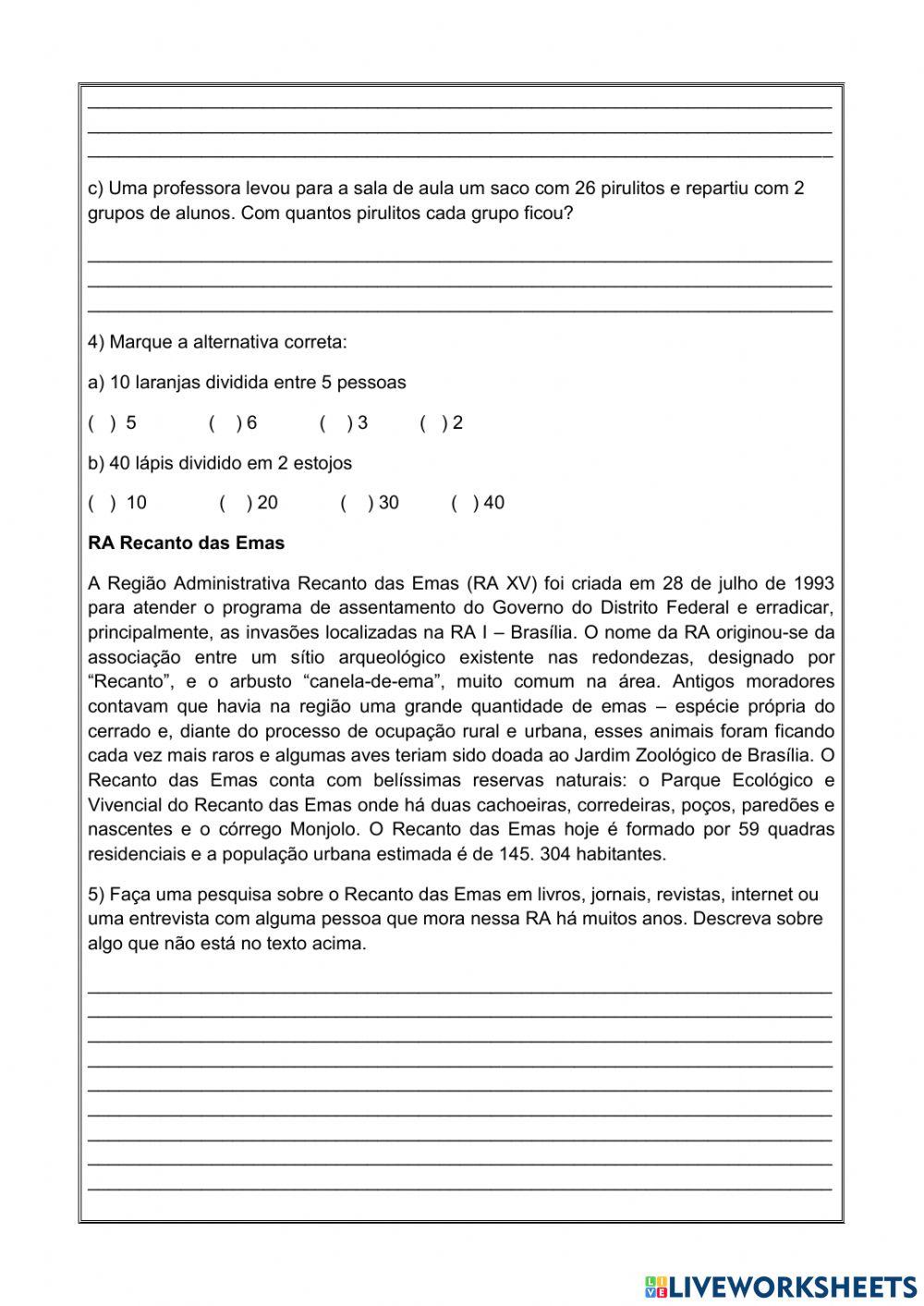 Atividade interdisciplinar Atividade interdisciplinar