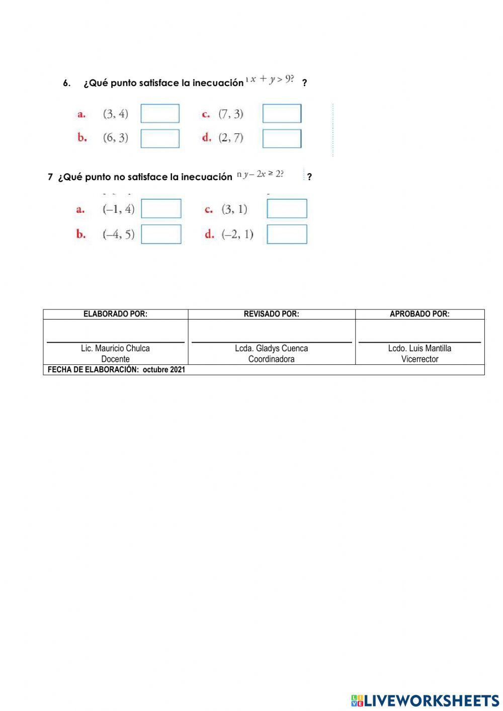 Taller acumulativo 3ero bgu MATEMÁTICA