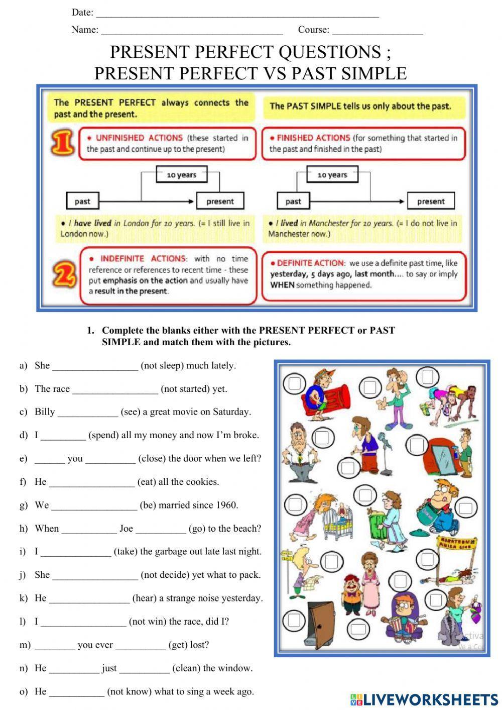 Present perfect questions- present perfect vs past simple Present perfect questions- present perfect vs past simple