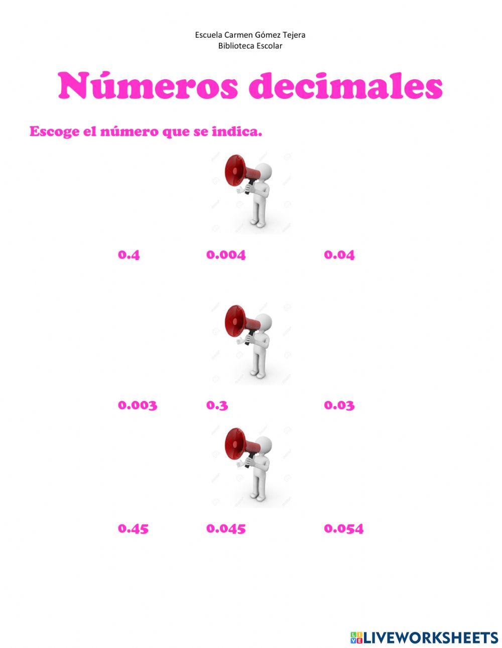 Reconocer números decimales
