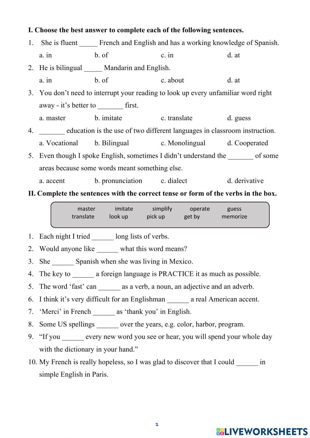 G9 - Unit 9 - Vocab check 1