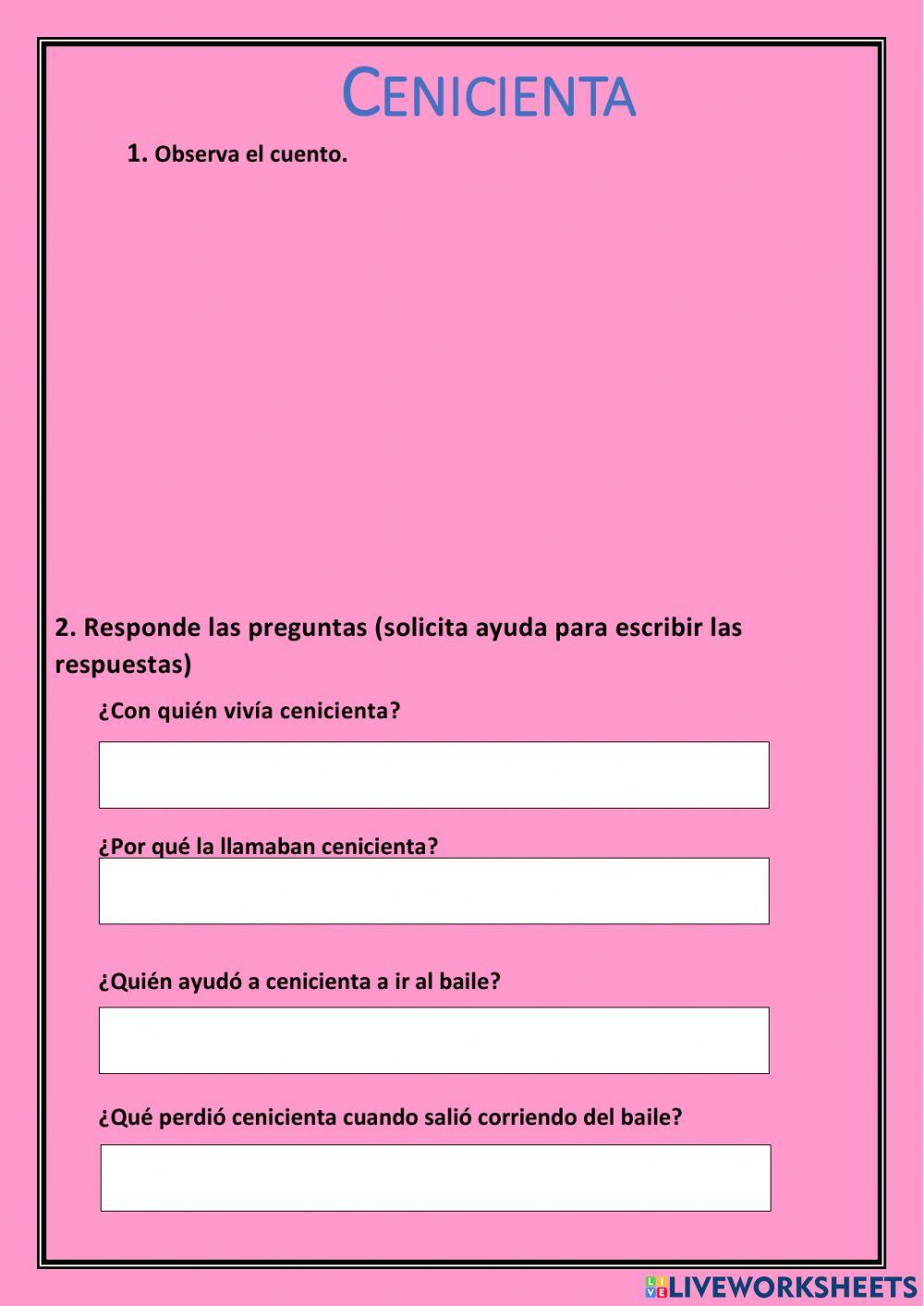 Cenicienta. Responder preguntas