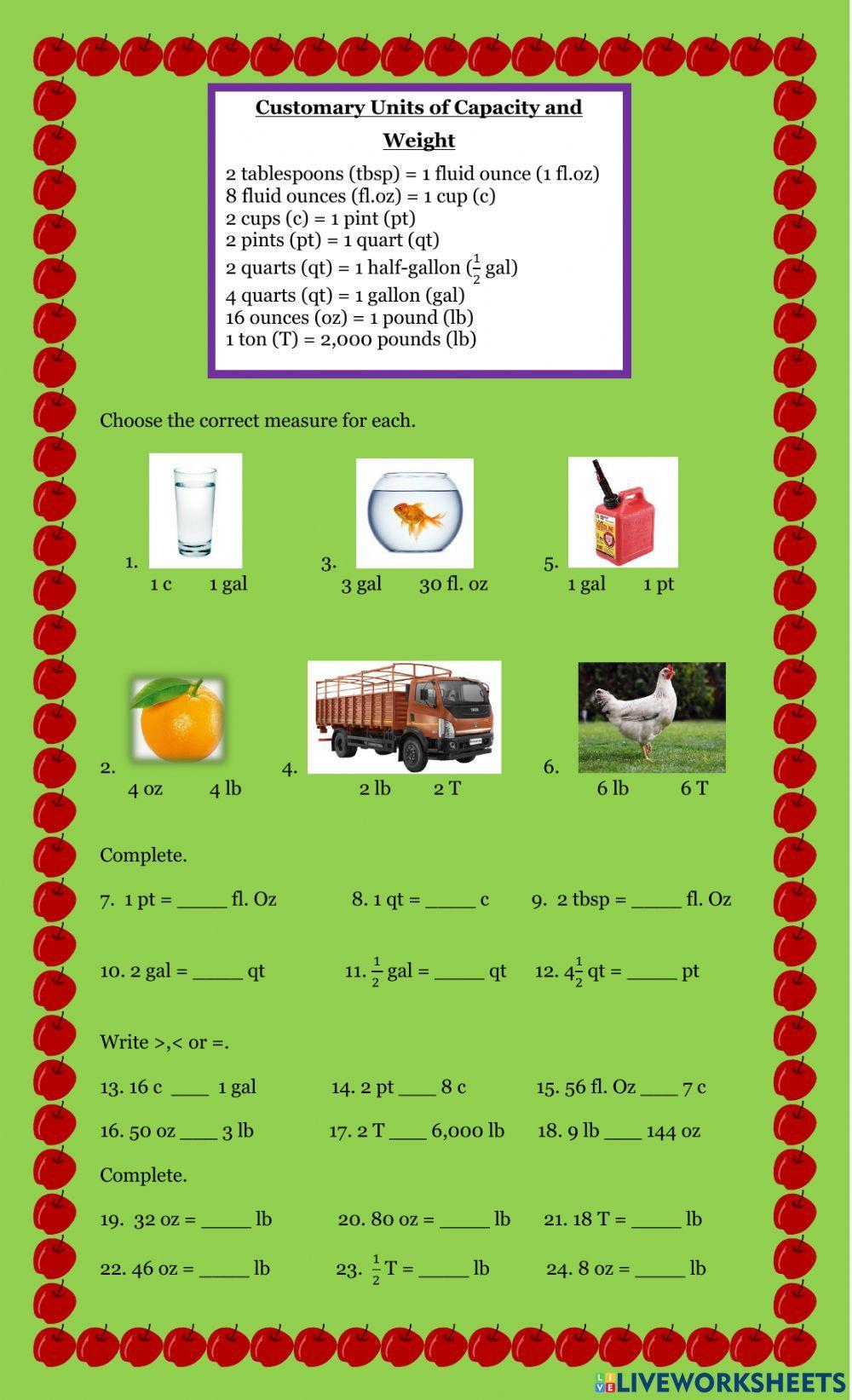 Customary Units of Measure