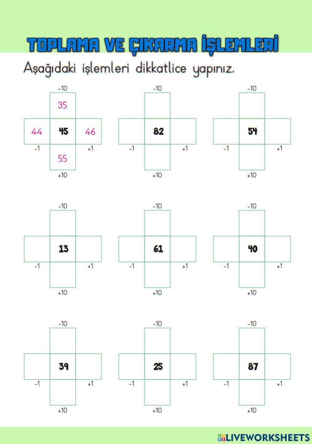 Toplama ve Çıkarma İşlemleri