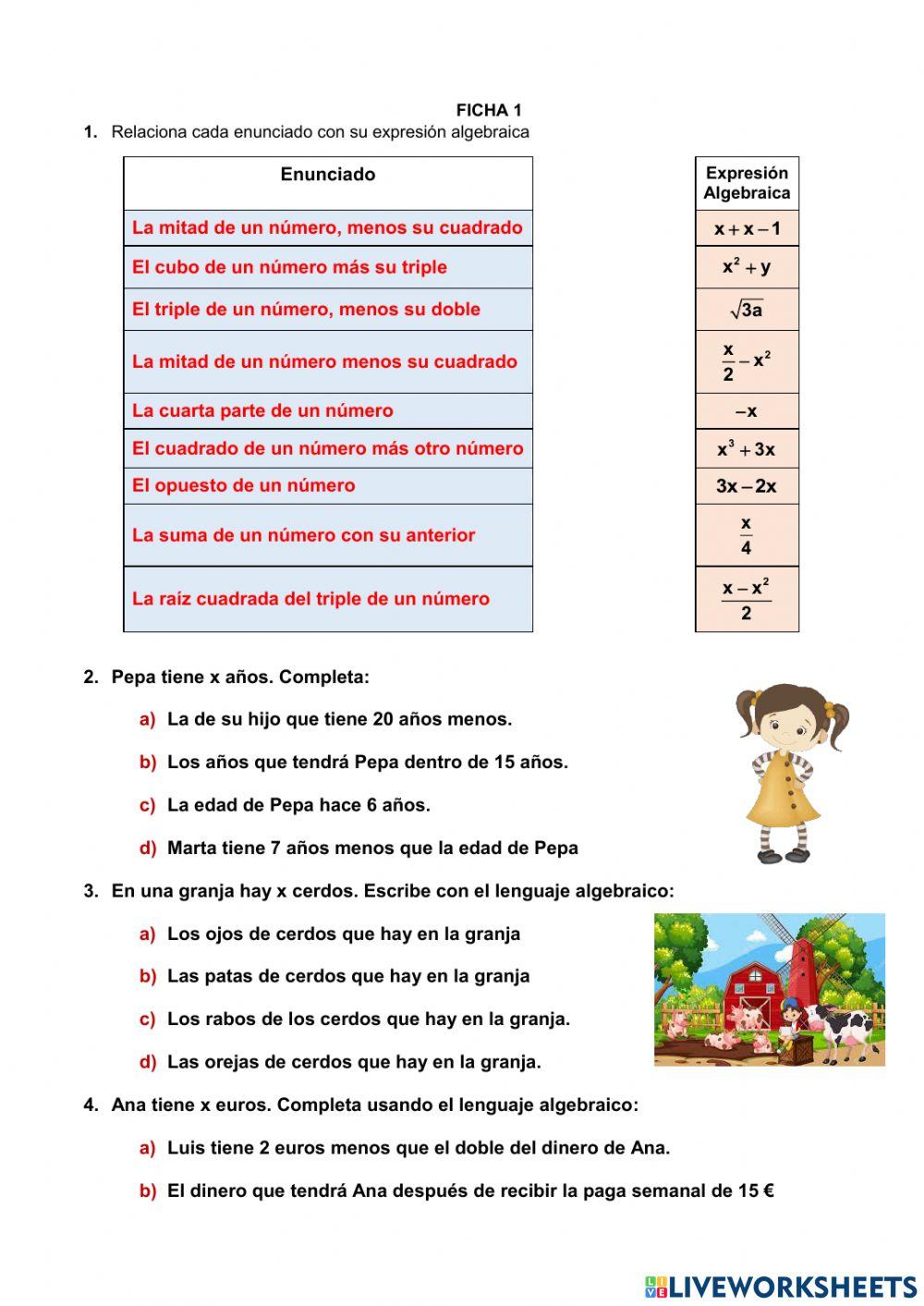 Expresiones algebraicas Expresiones algebraicas