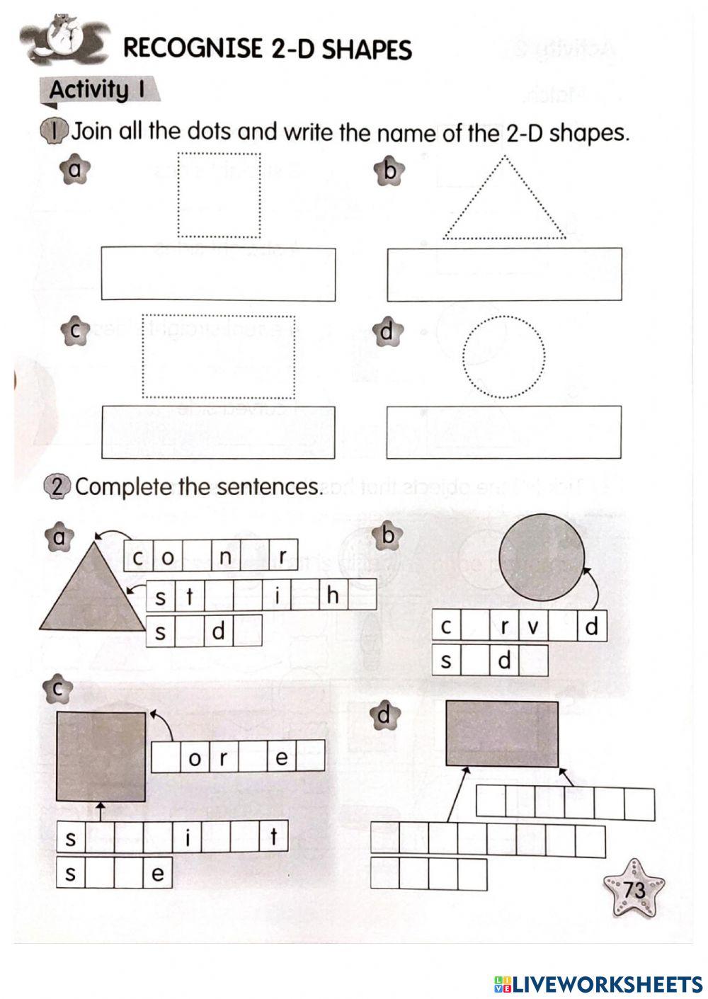 Recognise 2-D shapes