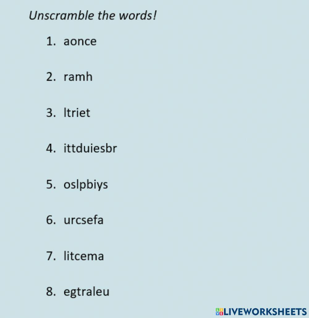 The Earth's Oceans vocab