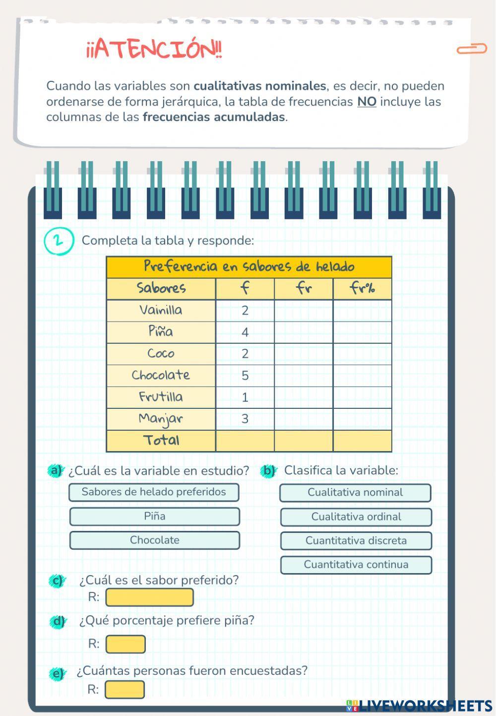Actividad 1: Tablas de frecuencia