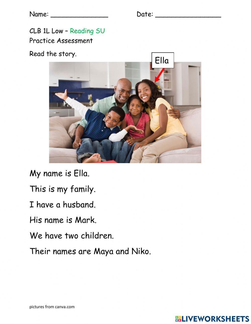 Read About Family - Practice Assessment