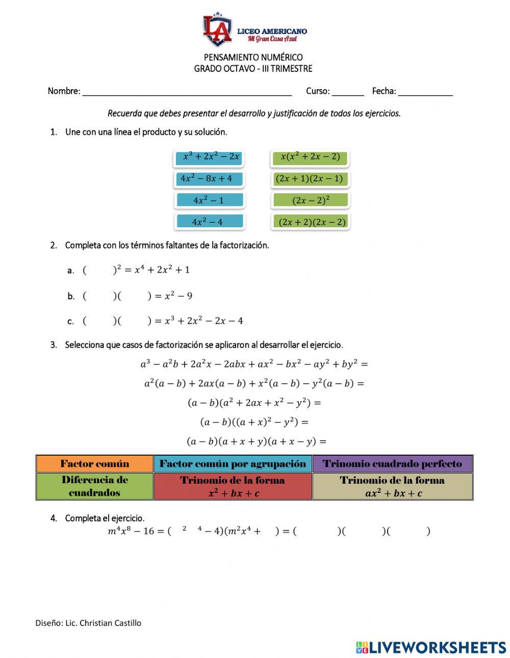 Evaluación octavo 3er trimestre